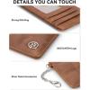 imageBOSTANTEN Small Wallet For Women RFID Leather Credit Card Holder Slim Wristlet Keychain Wallet With Zipper PocketXBrown