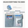 imageBOSTANTEN Small Wallet for Women Leather RFID Blocking Card Holder Bifold Compact Wallets With Zipper Coin Pocket BrownBeigeBlackLight Blue