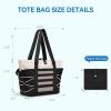 imageBOSTANTEN Travel Tote Bags for Women Foldable Beach Bag Waterproof Zipper Gym Sports Shopping Bag Trolley SleeveAblack With Offwhite