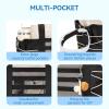 imageBOSTANTEN Travel Tote Bags for Women Foldable Beach Bag Waterproof Zipper Gym Sports Shopping Bag Trolley SleeveAblack With Offwhite