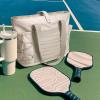 imageBOSTANTEN Travel Tote Bags for Women Foldable Beach Bag Waterproof Zipper Gym Sports Shopping Bag Trolley SleeveAoffwhite