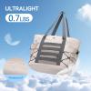 imageBOSTANTEN Travel Tote Bags for Women Foldable Beach Bag Waterproof Zipper Gym Sports Shopping Bag Trolley SleeveAoffwhite With Gray
