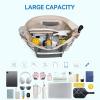 imageBOSTANTEN Travel Tote Bags for Women Foldable Beach Bag Waterproof Zipper Gym Sports Shopping Bag Trolley SleeveAoffwhite With Gray
