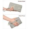imageBOSTANTEN Wallets for Women Leather RFID Double Zipper Around Credit Card Holder Large Capacity Wristlet Clutch WalletCloud Gray