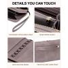 imageBOSTANTEN Wallets for Women Leather RFID Double Zipper Around Credit Card Holder Large Capacity Wristlet Clutch WalletPurple