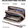 imageBOSTANTEN Wallets for Women Leather RFID Double Zipper Around Credit Card Holder Large Capacity Wristlet Clutch WalletPurple