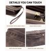 imageBOSTANTEN Wallets for Women Leather RFID Double Zipper Around Credit Card Holder Large Capacity Wristlet Clutch WalletTcoffee