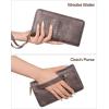 imageBOSTANTEN Wallets for Women Leather RFID Double Zipper Around Credit Card Holder Large Capacity Wristlet Clutch WalletTcoffee