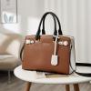 imageBOSTANTEN Women Leather Handbag Designer Satchel Purses Top Handle Shoulder Totes Crossbody BagA05brown With White