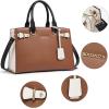 imageBOSTANTEN Women Leather Handbag Designer Satchel Purses Top Handle Shoulder Totes Crossbody BagA05brown With White