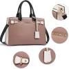 imageBOSTANTEN Women Leather Handbag Designer Satchel Purses Top Handle Shoulder Totes Crossbody BagA06pink With White