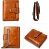 imageBOSTANTEN Women Leather Wallet RFID Blocking Small Bifold Zipper Pocket Wallet Card Case Purse with ID Window1abbrown