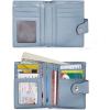 imageBOSTANTEN Women Leather Wallet RFID Blocking Small Bifold Zipper Pocket Wallet Card Case Purse with ID Window1blue