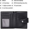 imageBOSTANTEN Women Leather Wallet RFID Blocking Small Bifold Zipper Pocket Wallet Card Case Purse with ID Window2black pebble