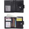 imageBOSTANTEN Women Leather Wallet RFID Blocking Small Bifold Zipper Pocket Wallet Card Case Purse with ID Window2black pebble