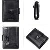 imageBOSTANTEN Women Leather Wallet RFID Blocking Small Bifold Zipper Pocket Wallet Card Case Purse with ID Window2black pebble