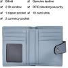 imageBOSTANTEN Women Leather Wallet RFID Blocking Small Bifold Zipper Pocket Wallet Card Case Purse with ID Window2blue pebble
