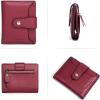 imageBOSTANTEN Women Leather Wallet RFID Blocking Small Bifold Zipper Pocket Wallet Card Case Purse with ID Window2red pebble