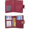 imageBOSTANTEN Women Leather Wallet RFID Blocking Small Bifold Zipper Pocket Wallet Card Case Purse with ID Window2red pebble