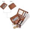 imageBOSTANTEN Women Leather Wallet RFID Blocking Small Bifold Zipper Pocket Wallet Card Case Purse with ID Window3Brown