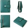 imageBOSTANTEN Women Leather Wallet RFID Blocking Small Bifold Zipper Pocket Wallet Card Case Purse with ID Window3Peacock Blue