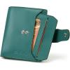imageBOSTANTEN Women Leather Wallet RFID Blocking Small Bifold Zipper Pocket Wallet Card Case Purse with ID Window3Peacock Blue
