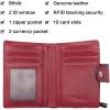 imageBOSTANTEN Women Leather Wallet RFID Blocking Small Bifold Zipper Pocket Wallet Card Case Purse with ID Window3Wine Red