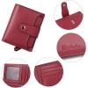 imageBOSTANTEN Women Leather Wallet RFID Blocking Small Bifold Zipper Pocket Wallet Card Case Purse with ID Window3Wine Red