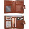 imageBOSTANTEN Women Leather Wallet RFID Blocking Small Bifold Zipper Pocket Wallet Card Case Purse with ID WindowBeige with Brown