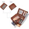 imageBOSTANTEN Women Leather Wallet RFID Blocking Small Bifold Zipper Pocket Wallet Card Case Purse with ID WindowBeige with Brown