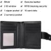 imageBOSTANTEN Women Leather Wallet RFID Blocking Small Bifold Zipper Pocket Wallet Card Case Purse with ID WindowBrownBlack