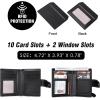 imageBOSTANTEN Women Leather Wallet RFID Blocking Small Bifold Zipper Pocket Wallet Card Case Purse with ID WindowBrownBlack