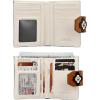 imageBOSTANTEN Women Leather Wallet RFID Blocking Small Bifold Zipper Pocket Wallet Card Case Purse with ID WindowFloral Pattern Beige