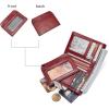 imageBOSTANTEN Women Leather Wallet RFID Blocking Small Bifold Zipper Pocket Wallet Card Case Purse with ID WindowFloral Pattern Red