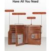 imageBOSTANTEN Women Leather Wallet Small RFID Blocking Bifold Zipper Pocket Wallet Card Case with ID Window BlackBeige1Beige