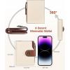 imageBOSTANTEN Women Leather Wallet Small RFID Blocking Bifold Zipper Pocket Wallet Card Case with ID Window BlackBeige1Beige