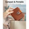 imageBOSTANTEN Women Leather Wallet Small RFID Blocking Bifold Zipper Pocket Wallet Card Case with ID Window BlackBeige1Brown