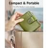 imageBOSTANTEN Women Leather Wallet Small RFID Blocking Bifold Zipper Pocket Wallet Card Case with ID Window BlackBeige1Green