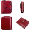 imageBOSTANTEN Women Leather Wallet Small RFID Blocking Bifold Zipper Pocket Wallet Card Case with ID Window BlackBeige3aWine Red