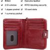 imageBOSTANTEN Women Leather Wallet Small RFID Blocking Bifold Zipper Pocket Wallet Card Case with ID Window BlackBeige3aWine Red