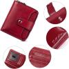 imageBOSTANTEN Women Leather Wallet Small RFID Blocking Bifold Zipper Pocket Wallet Card Case with ID Window BlackBeige3aWine Red