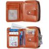 imageBOSTANTEN Women Leather Wallet Small RFID Blocking Bifold Zipper Pocket Wallet Card Case with ID Window BlackBeige3abrownoil Wax