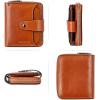 imageBOSTANTEN Women Leather Wallet Small RFID Blocking Bifold Zipper Pocket Wallet Card Case with ID Window BlackBeige3abrownoil Wax