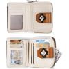 imageBOSTANTEN Women Leather Wallet Small RFID Blocking Bifold Zipper Pocket Wallet Card Case with ID Window BlackBeige3afloral Beige