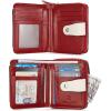 imageBOSTANTEN Women Leather Wallet Small RFID Blocking Bifold Zipper Pocket Wallet Card Case with ID Window BlackBeige3floral Red