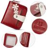 imageBOSTANTEN Women Leather Wallet Small RFID Blocking Bifold Zipper Pocket Wallet Card Case with ID Window BlackBeige3floral Red