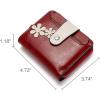 imageBOSTANTEN Women Leather Wallet Small RFID Blocking Bifold Zipper Pocket Wallet Card Case with ID Window BlackBeige3floral Red