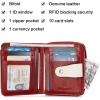 imageBOSTANTEN Women Leather Wallet Small RFID Blocking Bifold Zipper Pocket Wallet Card Case with ID Window BlackBeige3floral Red