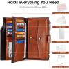 imageBOSTANTEN Womens Leather Wallets RFID Blocking Large Capacity Trifold Card Holder Ladies Phone Clutch BrownCBlackBrown