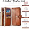 imageBOSTANTEN Womens Leather Wallets RFID Blocking Large Capacity Trifold Card Holder Ladies Phone Clutch BrownCBrownBeige